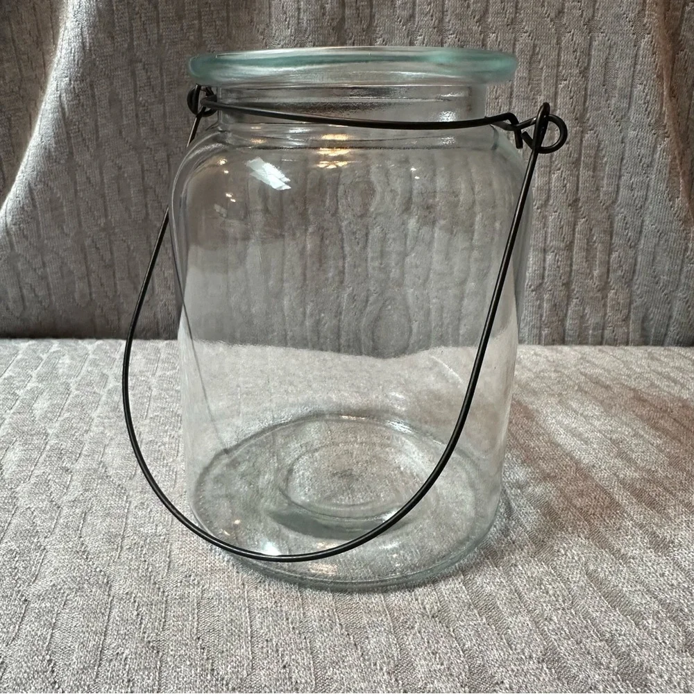 Glass Hanging Jar with Black Handle